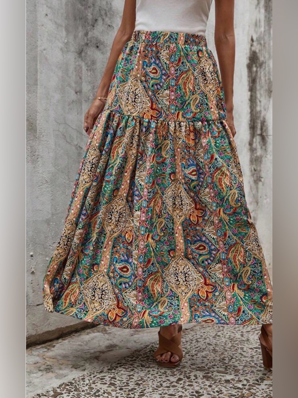 NEW Natural Life Hanna Convertible Maxi Skirt / Dress Silky Paisley XS NWT!